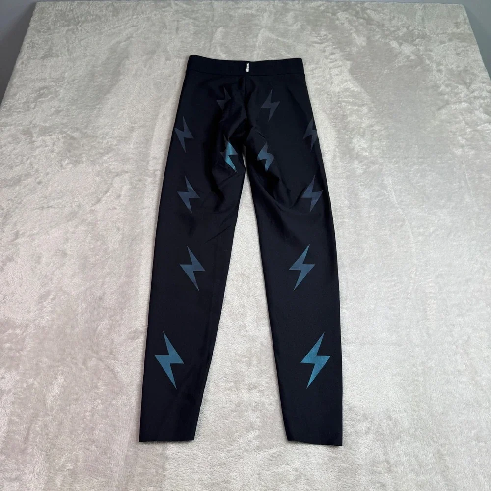 Ultracor Black Blue Iridescent Lightning Bolt High Rise Compression Leggings XS